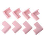 Set de 4 bucati protectii pentru colturi, masa, forma L, camera copilului, culoare roz